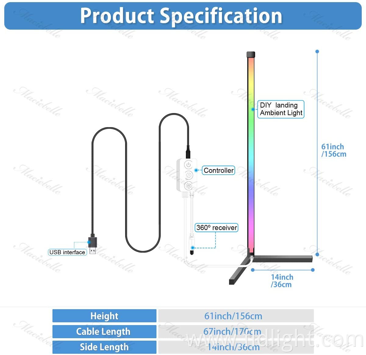 light tripod standing led corner floor lamp